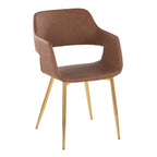 Margarite Dining Chair - Set of 2 - Gold Metal, Brown PU