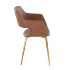 Margarite Dining Chair - Set of 2 - Gold Metal, Brown PU
