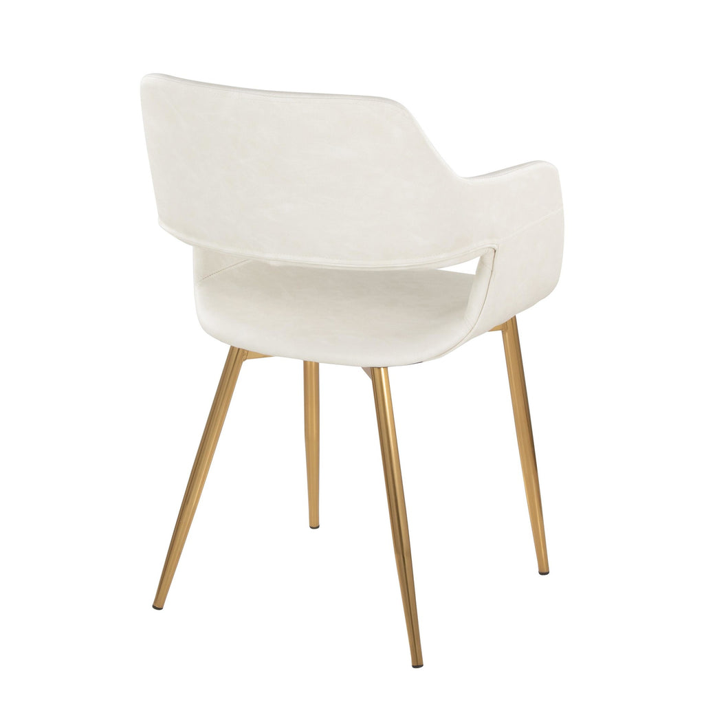 Margarite Dining Chair - Set of 2 - Gold Metal, Cream PU