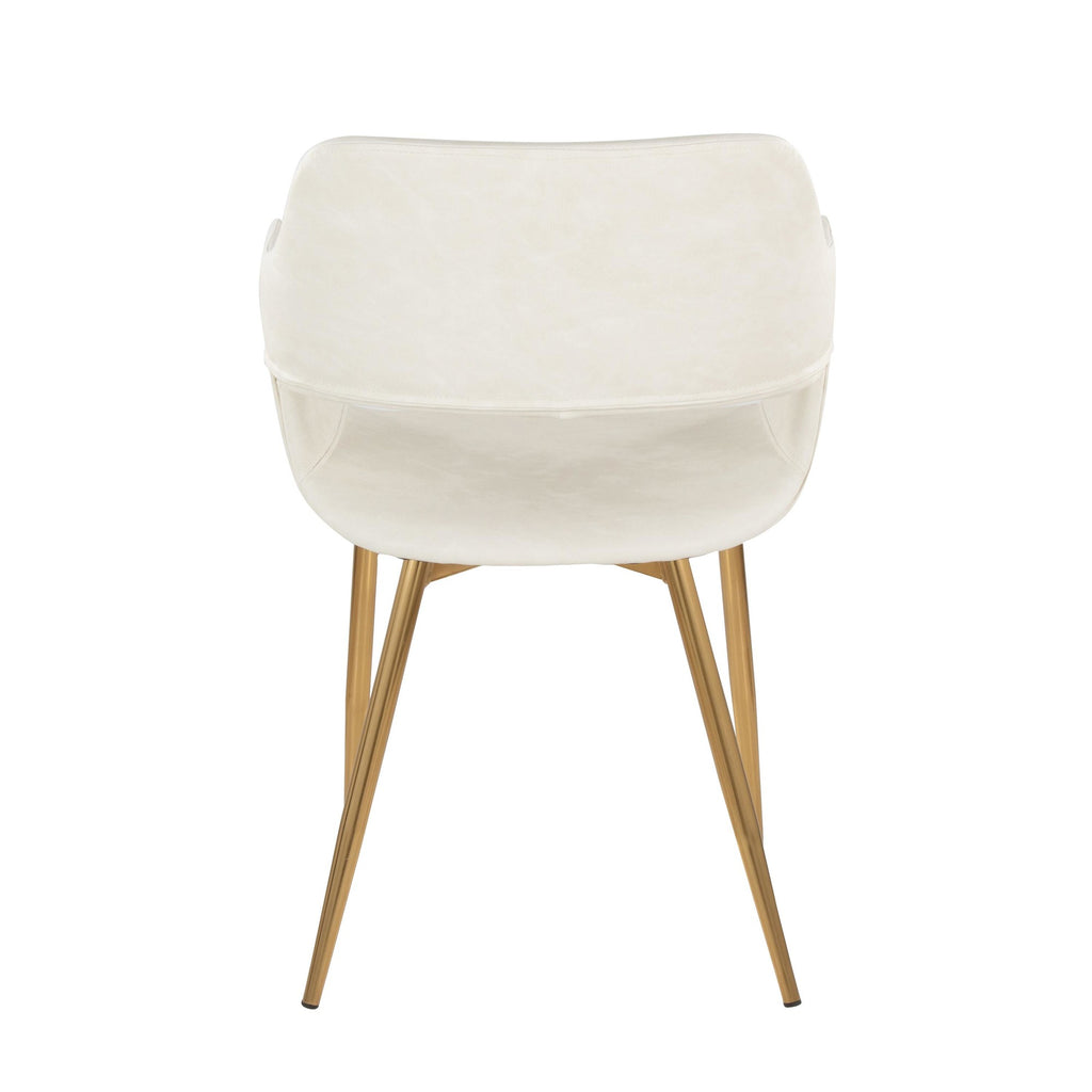 Margarite Dining Chair - Set of 2 - Gold Metal, Cream PU