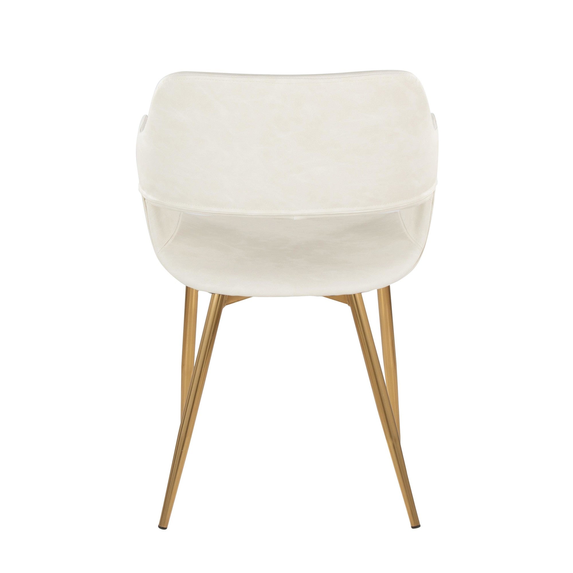 Margarite Dining Chair - Set of 2 - Gold Metal, Cream PU