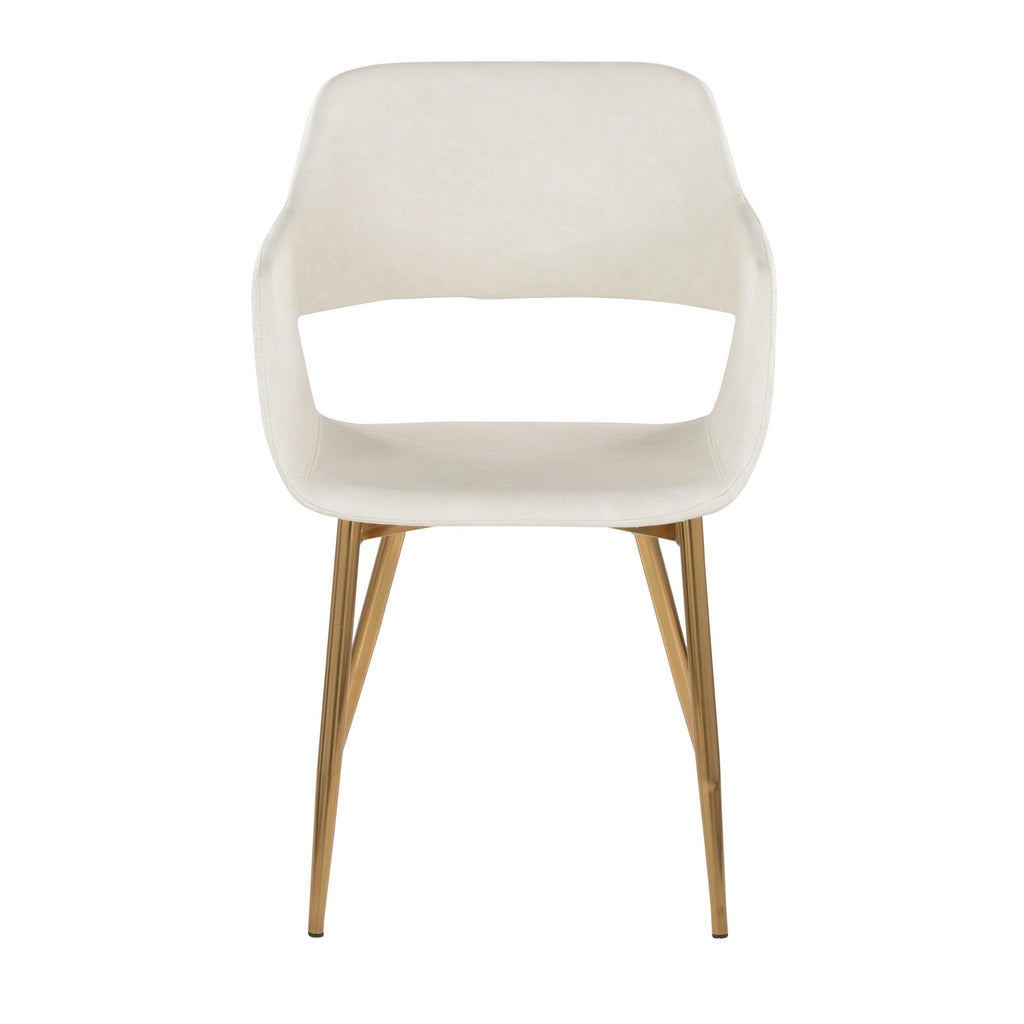 Margarite Dining Chair - Set of 2 - Gold Metal, Cream PU