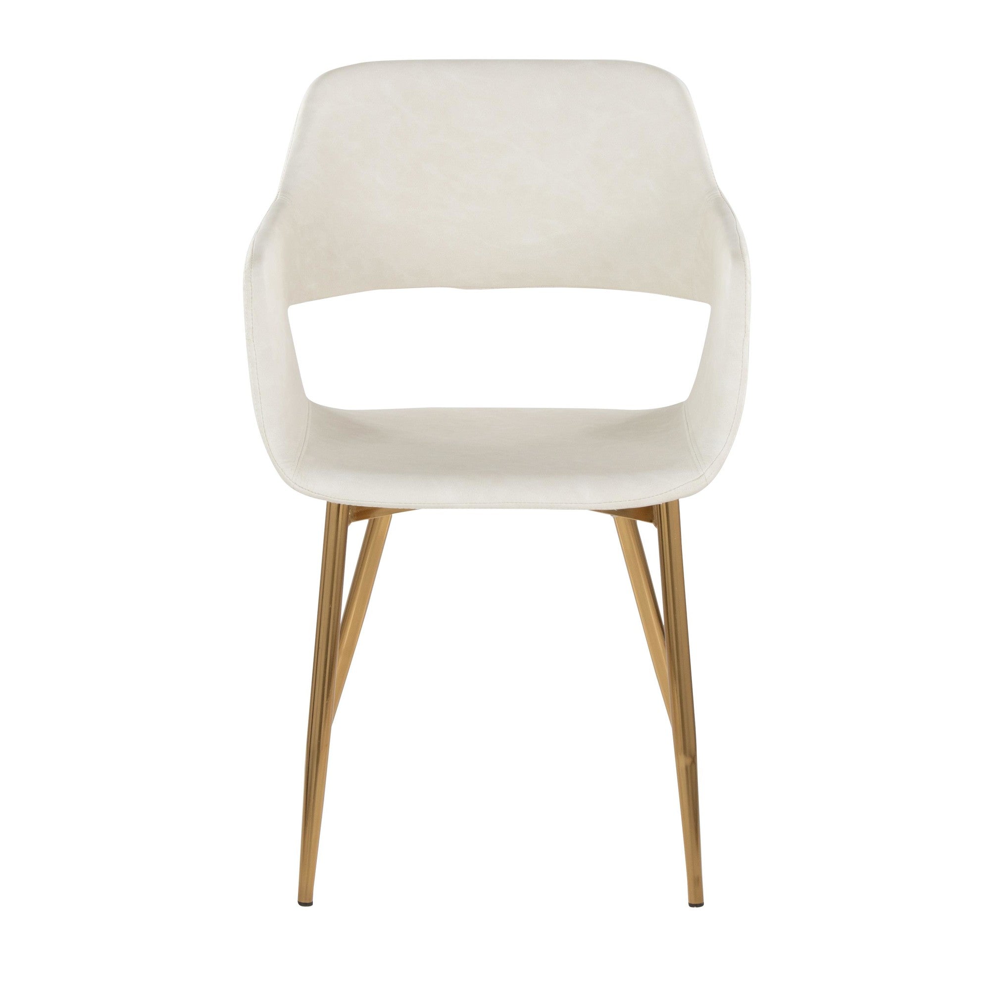 Margarite Dining Chair - Set of 2 - Gold Metal, Cream PU