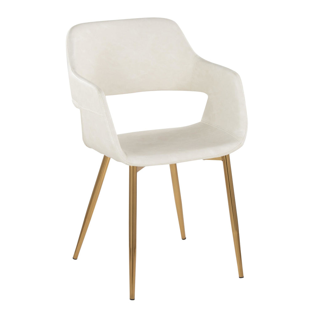 Margarite Dining Chair - Set of 2 - Gold Metal, Cream PU