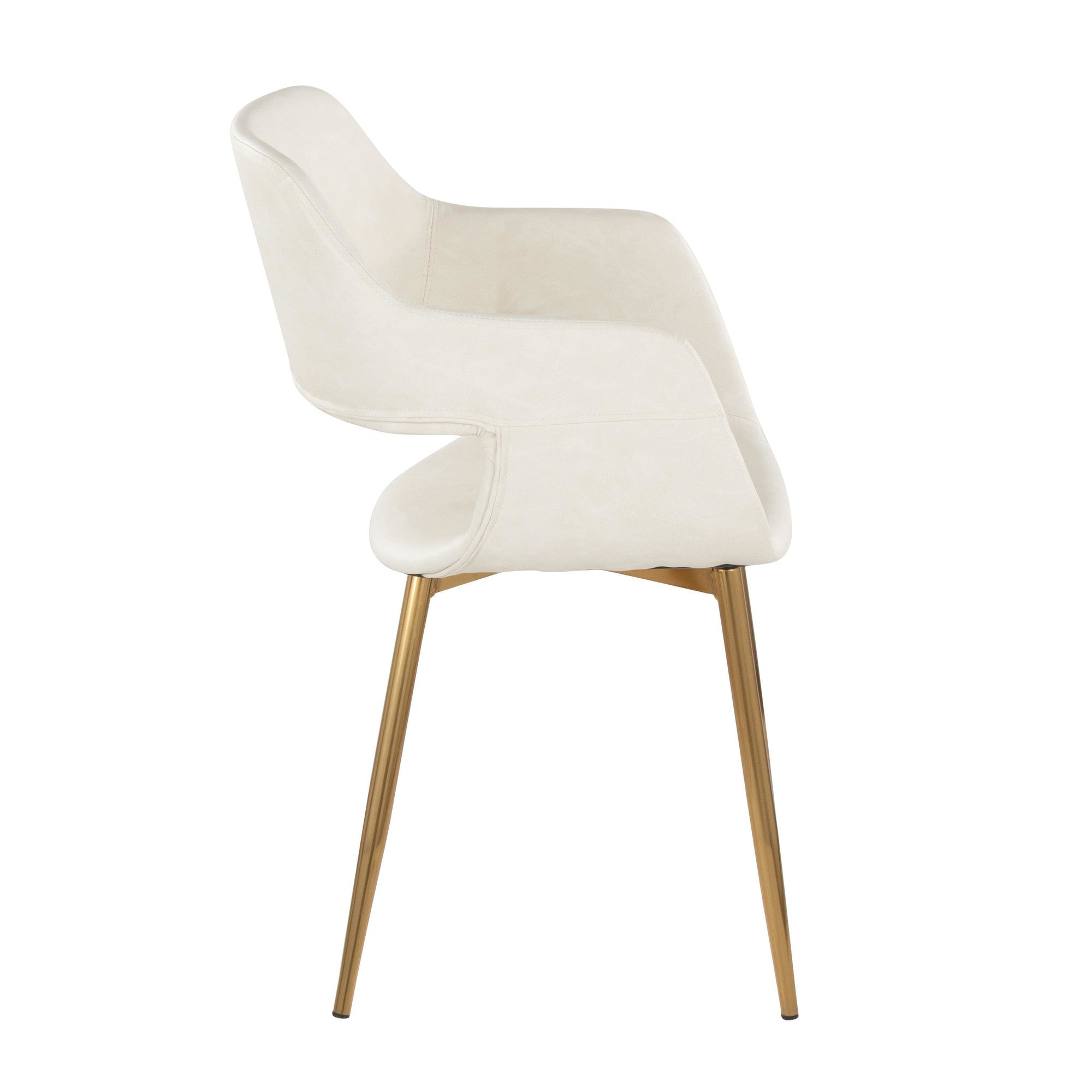 Margarite Dining Chair - Set of 2 - Gold Metal, Cream PU
