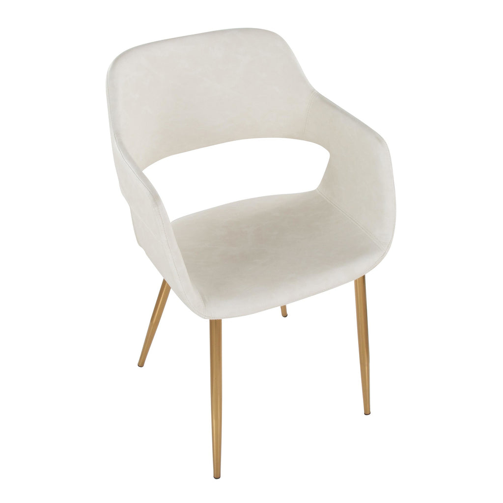 Margarite Dining Chair - Set of 2 - Gold Metal, Cream PU