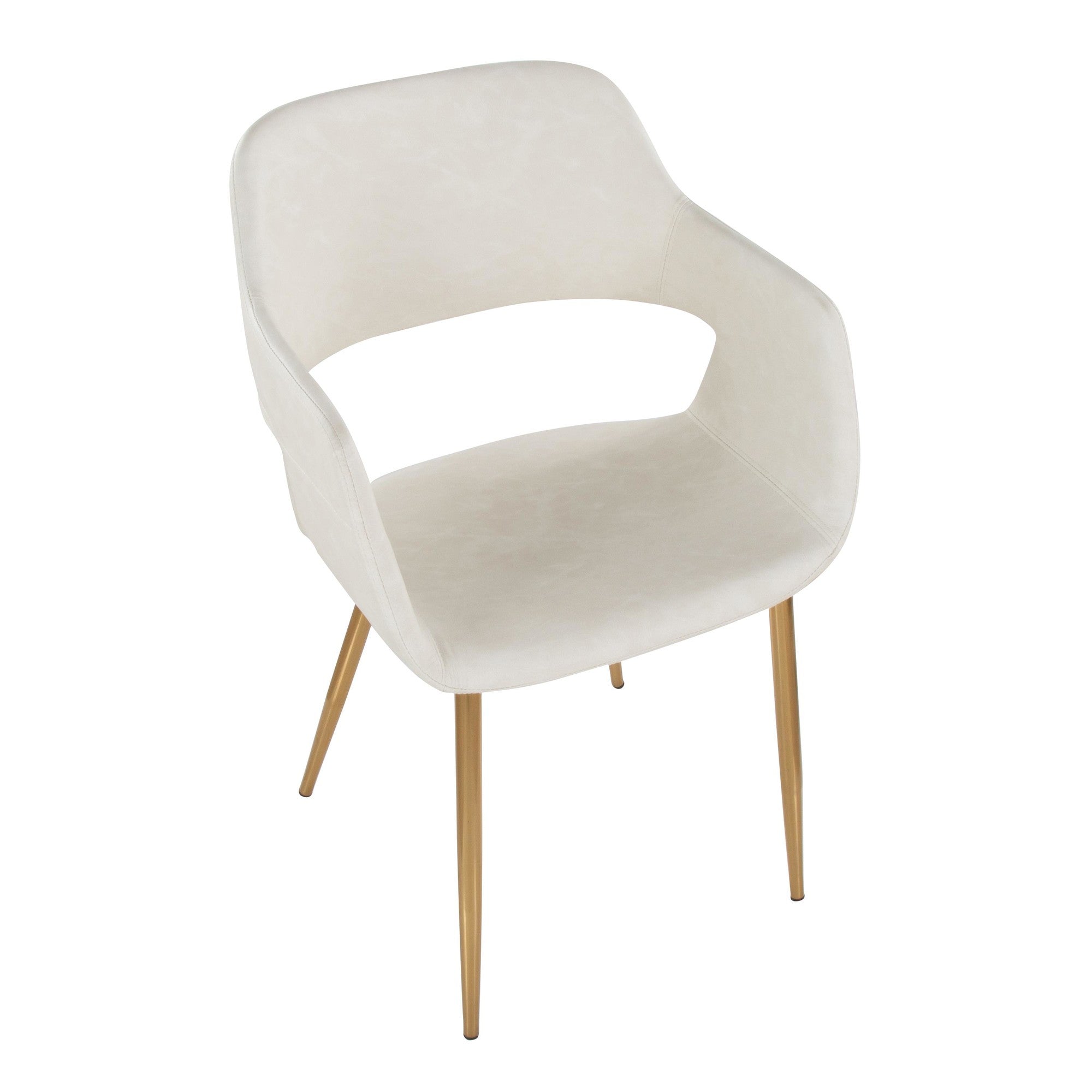 Margarite Dining Chair - Set of 2 - Gold Metal, Cream PU