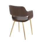 Margarite Dining Chair - Set of 2 - Gold Metal, Espresso PU
