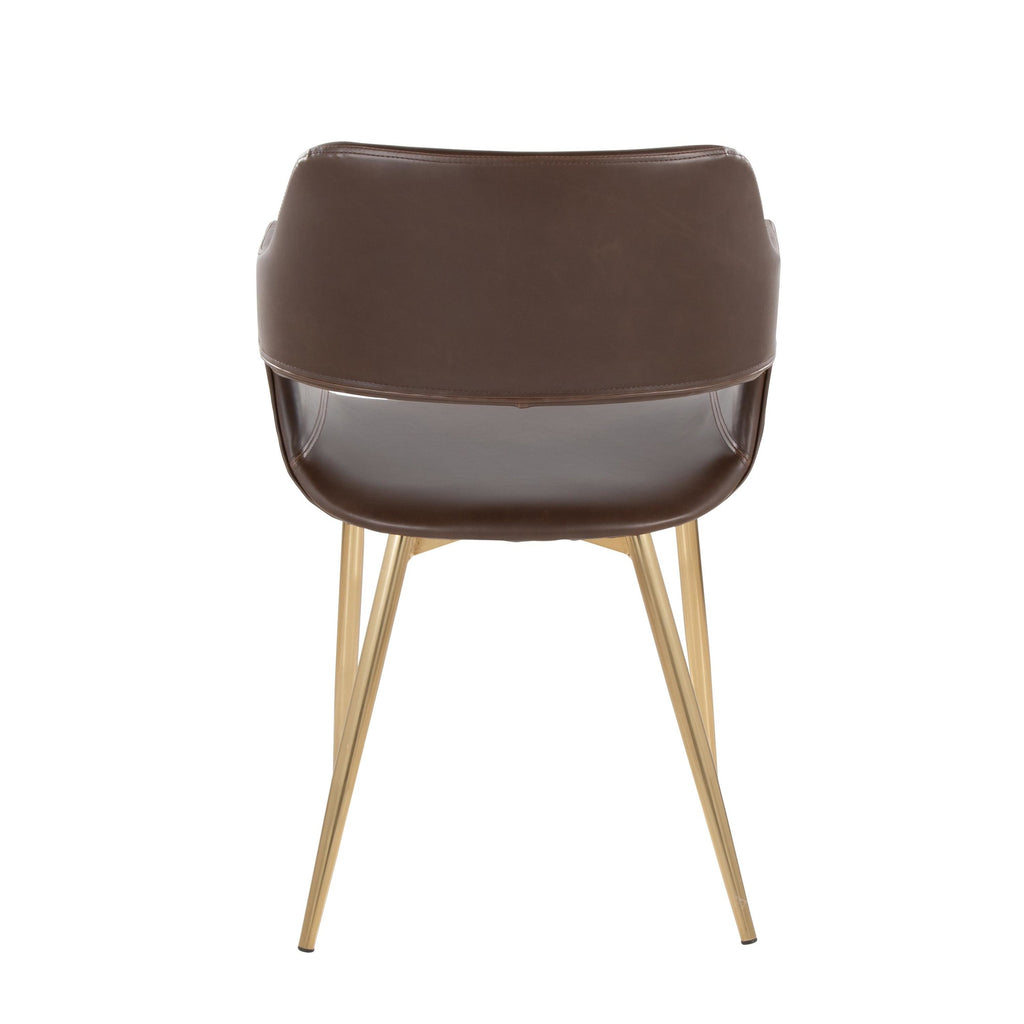 Margarite Dining Chair - Set of 2 - Gold Metal, Espresso PU