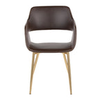 Margarite Dining Chair - Set of 2 - Gold Metal, Espresso PU