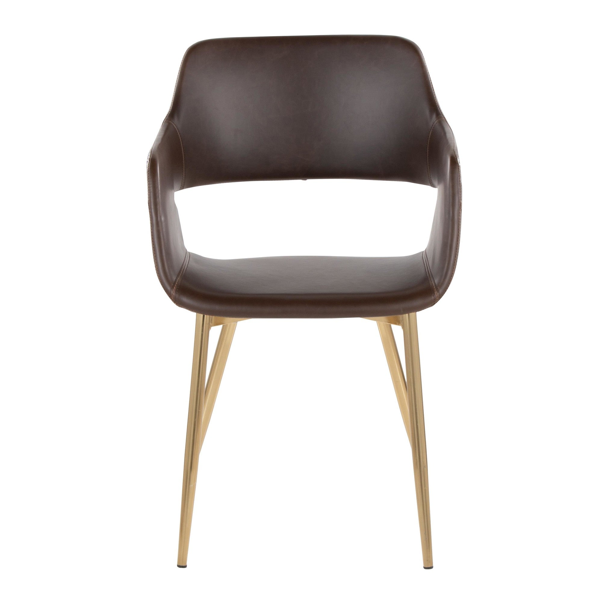 Margarite Dining Chair - Set of 2 - Gold Metal, Espresso PU