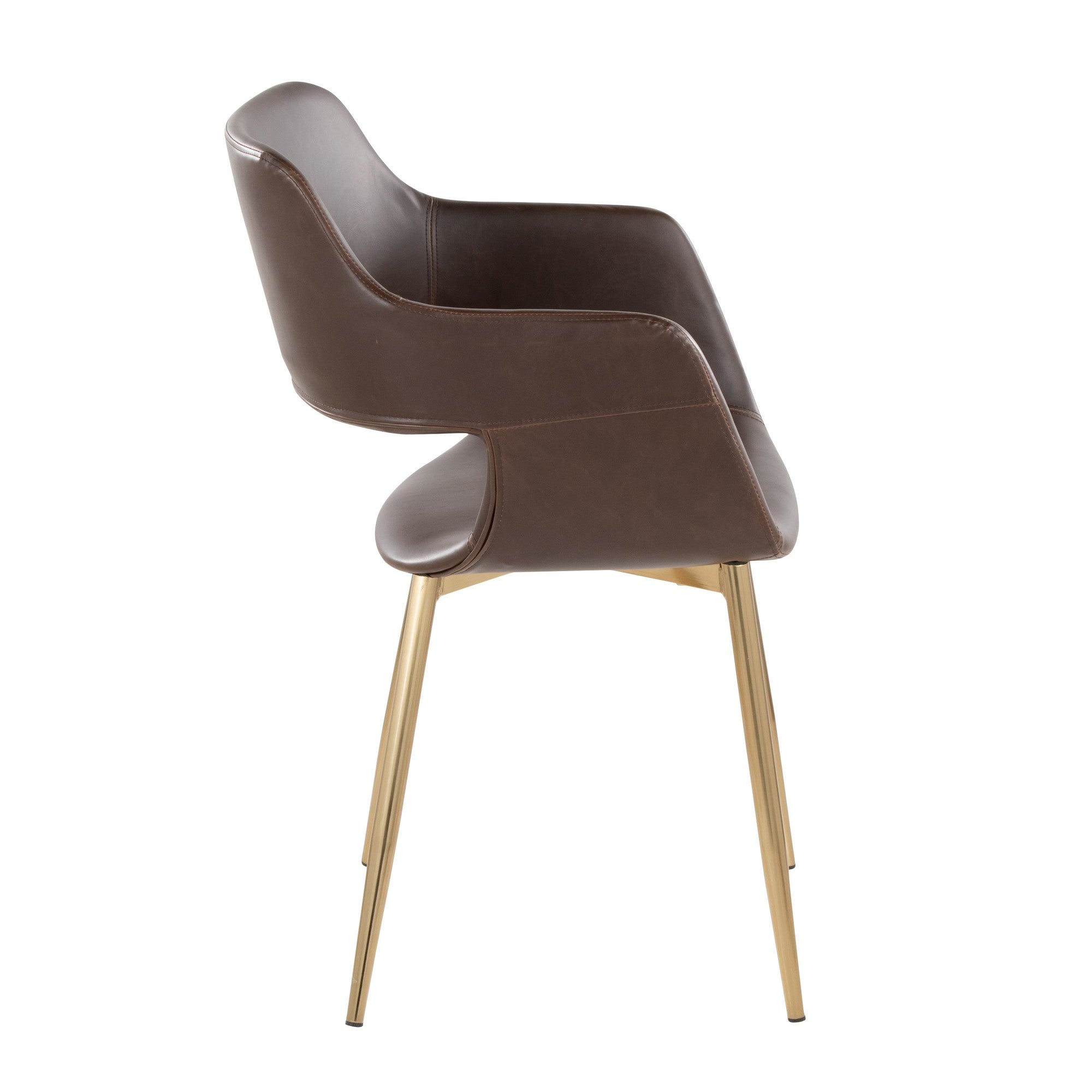Margarite Dining Chair - Set of 2 - Gold Metal, Espresso PU
