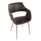 Margarite Dining Chair - Set of 2 - Gold Metal, Espresso PU