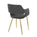 Margarite Dining Chair - Set of 2 - Gold Metal, Grey PU