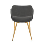 Margarite Dining Chair - Set of 2 - Gold Metal, Grey PU