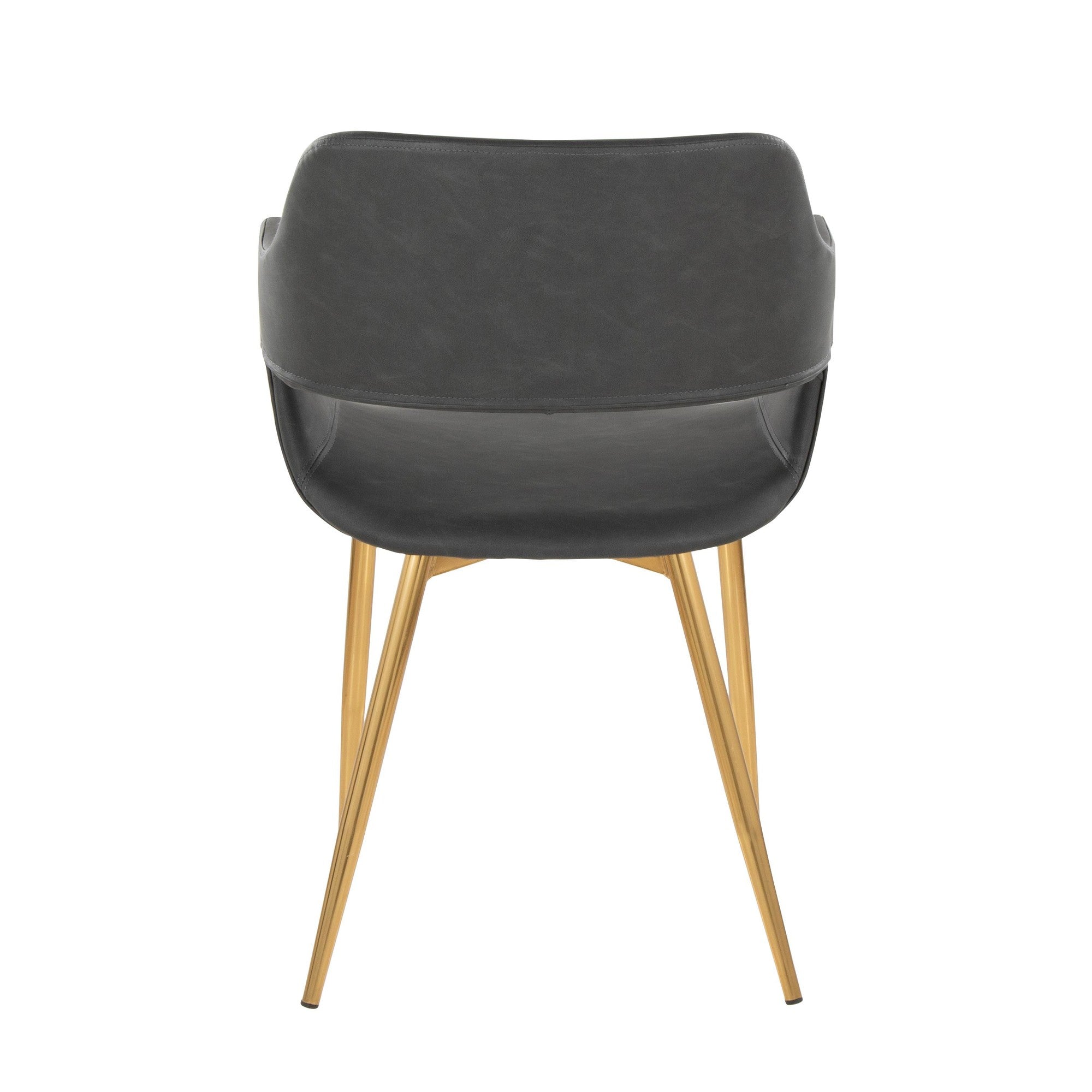 Margarite Dining Chair - Set of 2 - Gold Metal, Grey PU