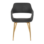 Margarite Dining Chair - Set of 2 - Gold Metal, Grey PU