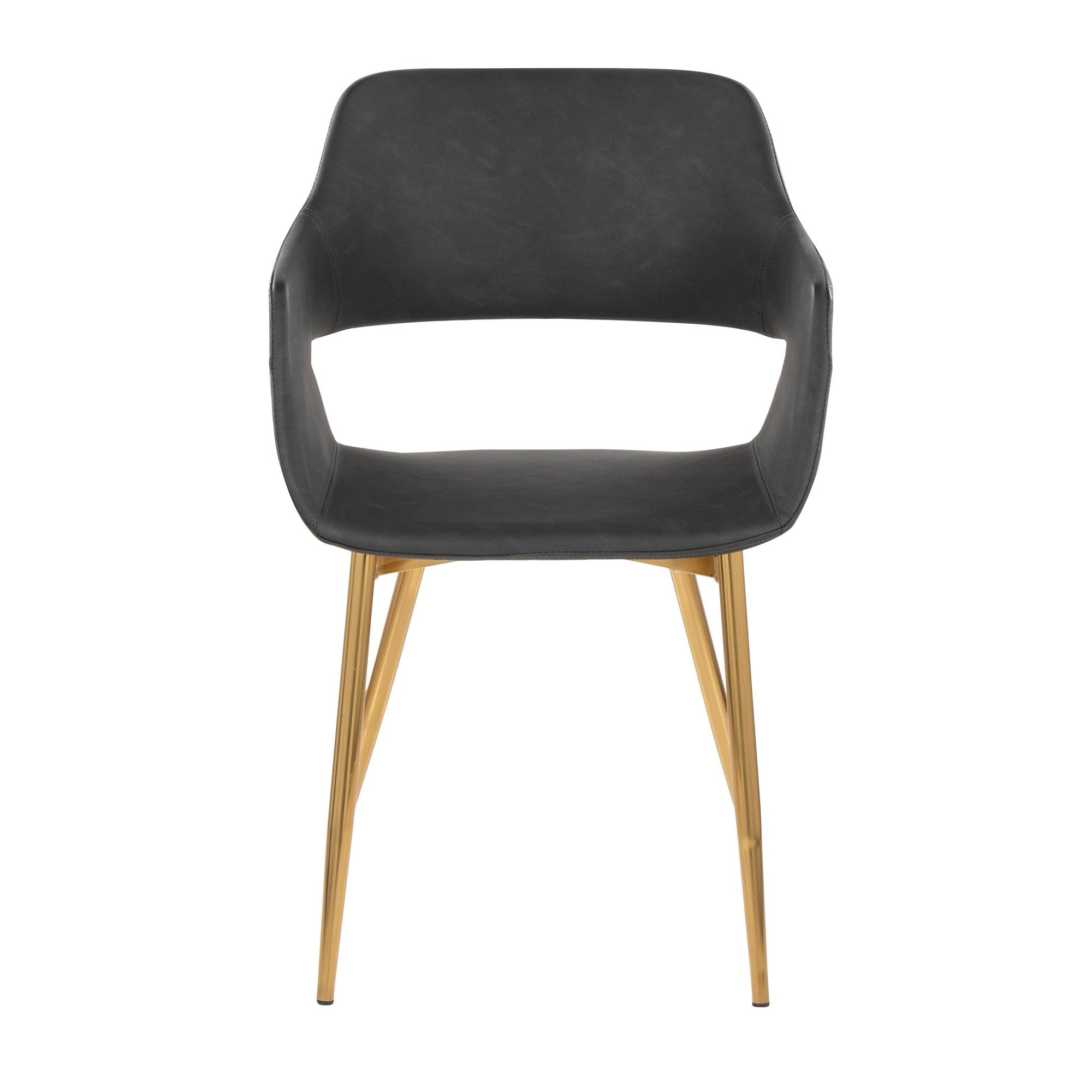 Margarite Dining Chair - Set of 2 - Gold Metal, Grey PU