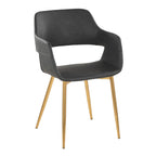 Margarite Dining Chair - Set of 2 - Gold Metal, Grey PU