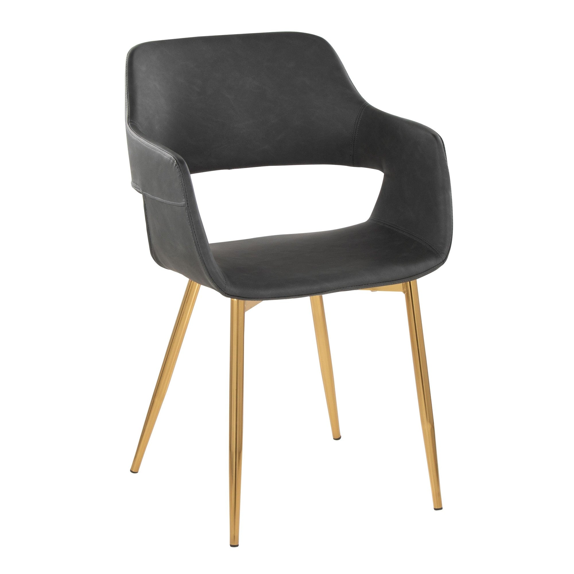 Margarite Dining Chair - Set of 2 - Gold Metal, Grey PU