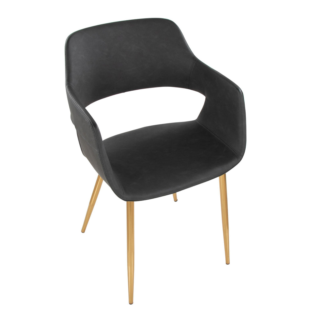 Margarite Dining Chair - Set of 2 - Gold Metal, Grey PU