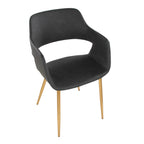 Margarite Dining Chair - Set of 2 - Gold Metal, Grey PU
