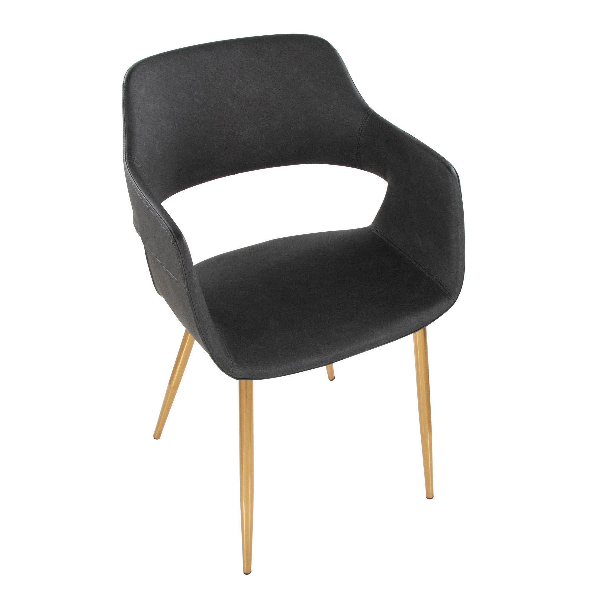 Margarite Dining Chair - Set of 2 - Gold Metal, Grey PU