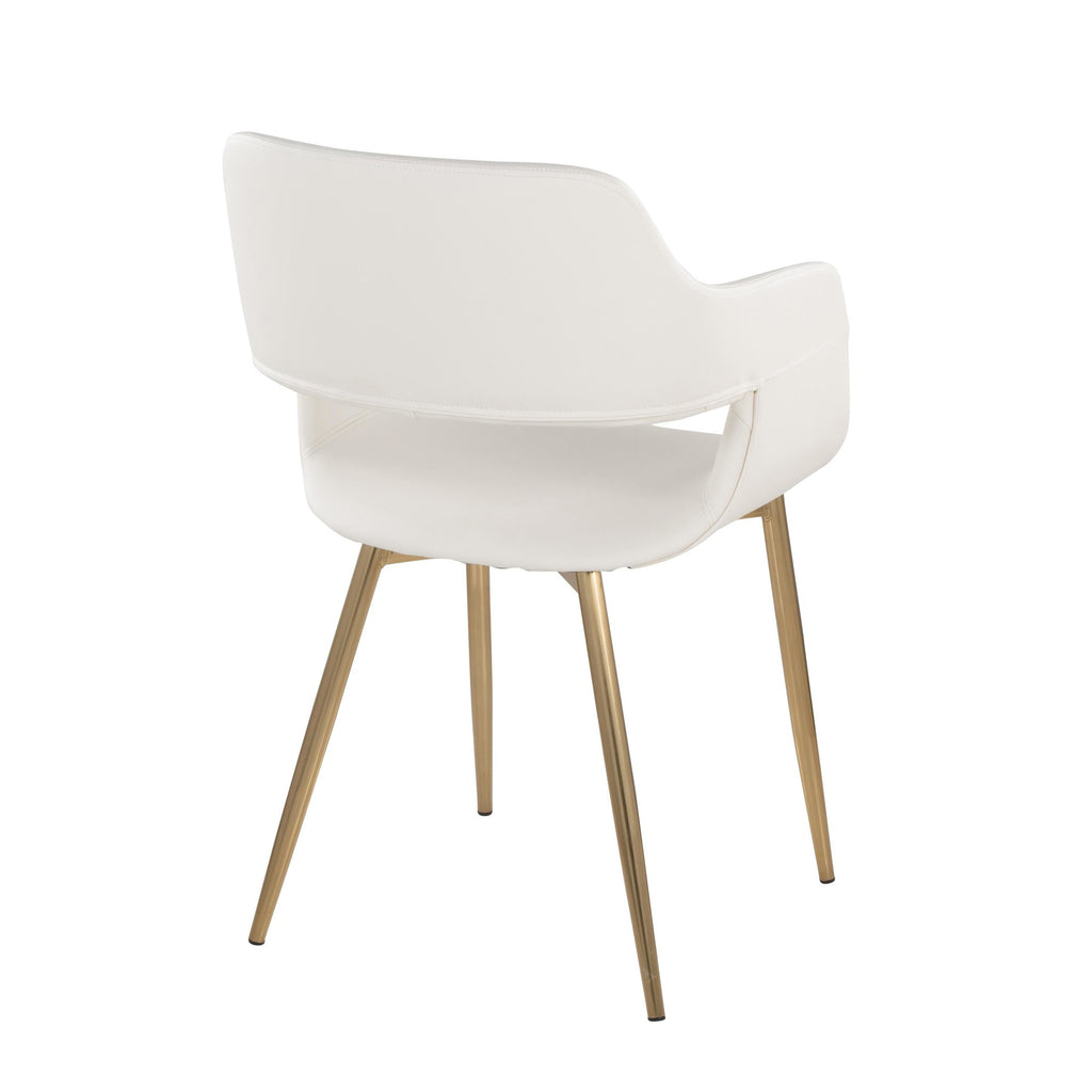 Margarite Dining Chair - Set of 2 - Gold Metal, White PU