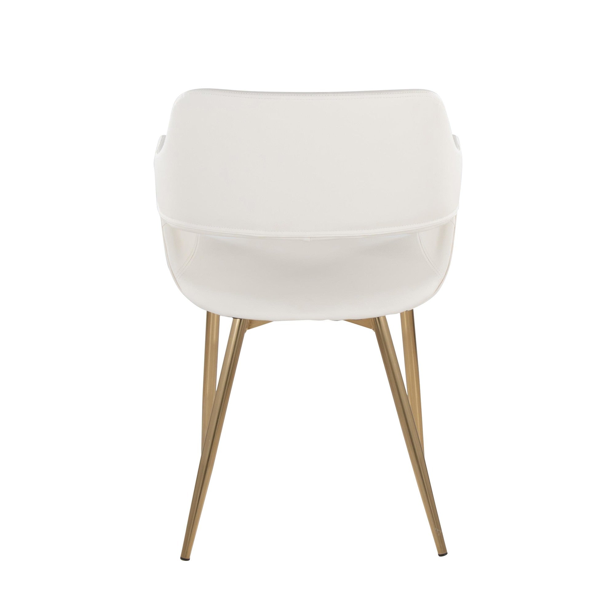 Margarite Dining Chair - Set of 2 - Gold Metal, White PU