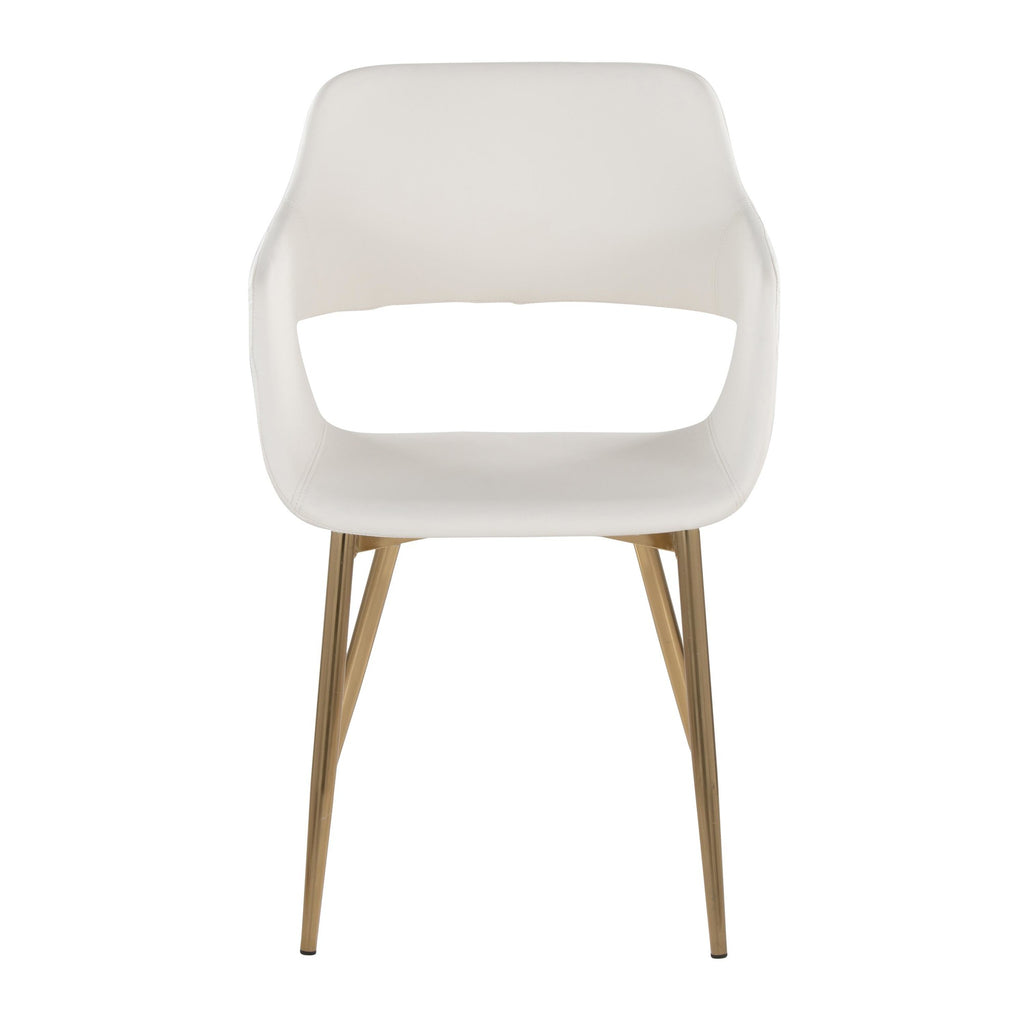 Margarite Dining Chair - Set of 2 - Gold Metal, White PU