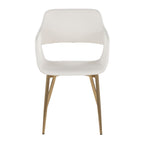 Margarite Dining Chair - Set of 2 - Gold Metal, White PU