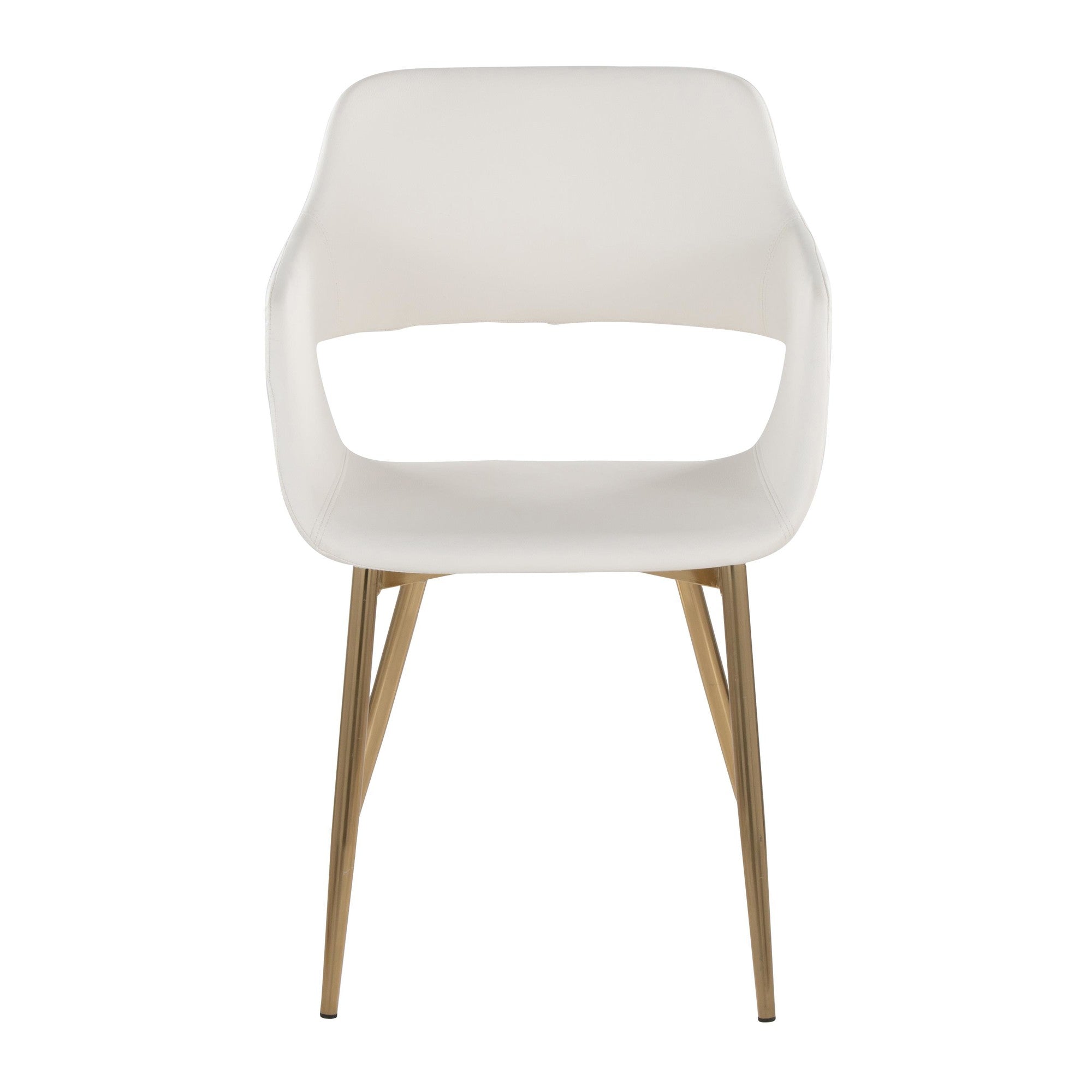 Margarite Dining Chair - Set of 2 - Gold Metal, White PU