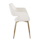 Margarite Dining Chair - Set of 2 - Gold Metal, White PU