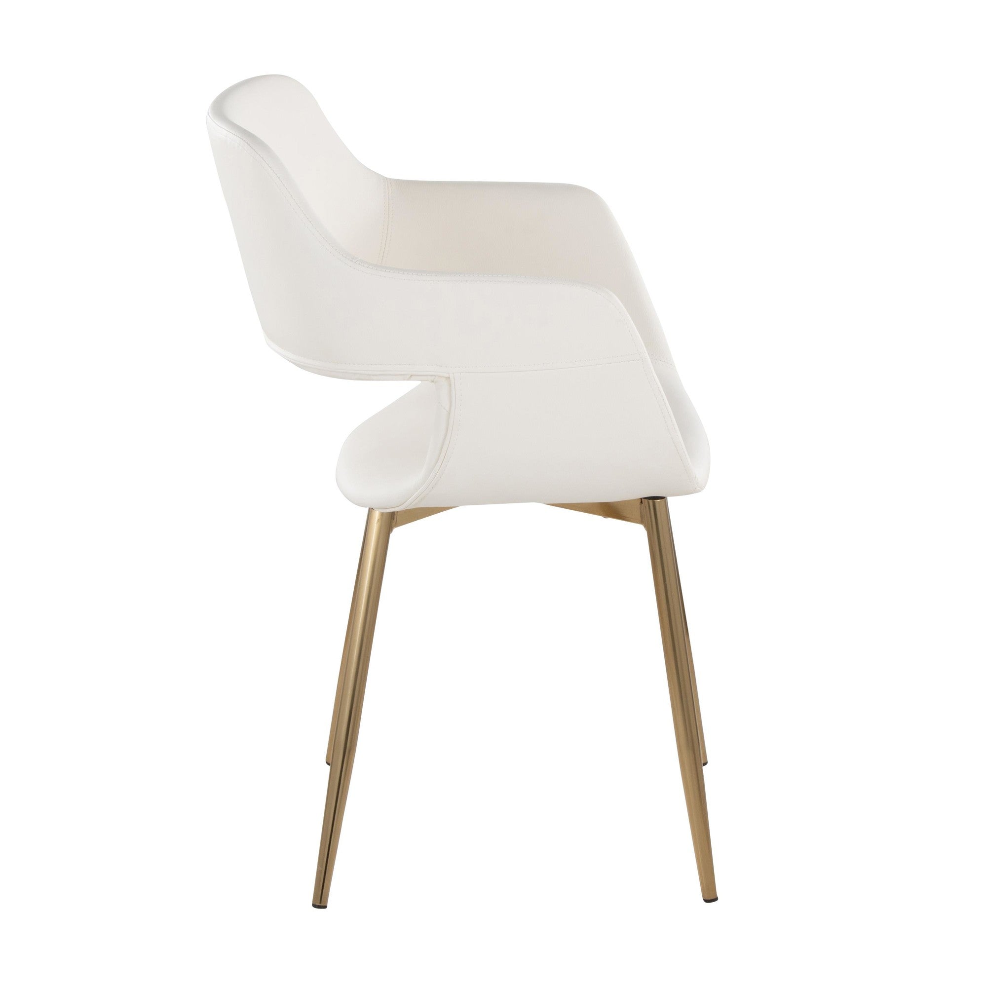 Margarite Dining Chair - Set of 2 - Gold Metal, White PU