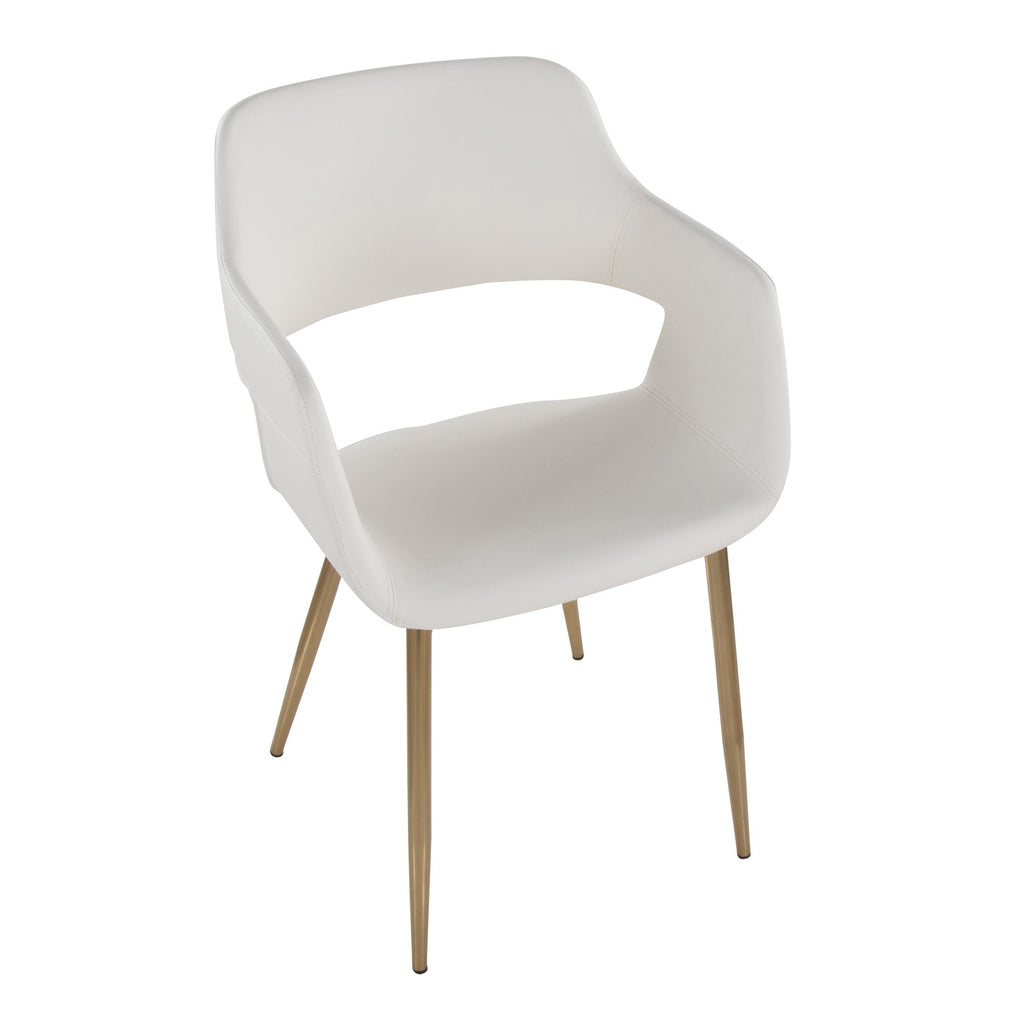 Margarite Dining Chair - Set of 2 - Gold Metal, White PU