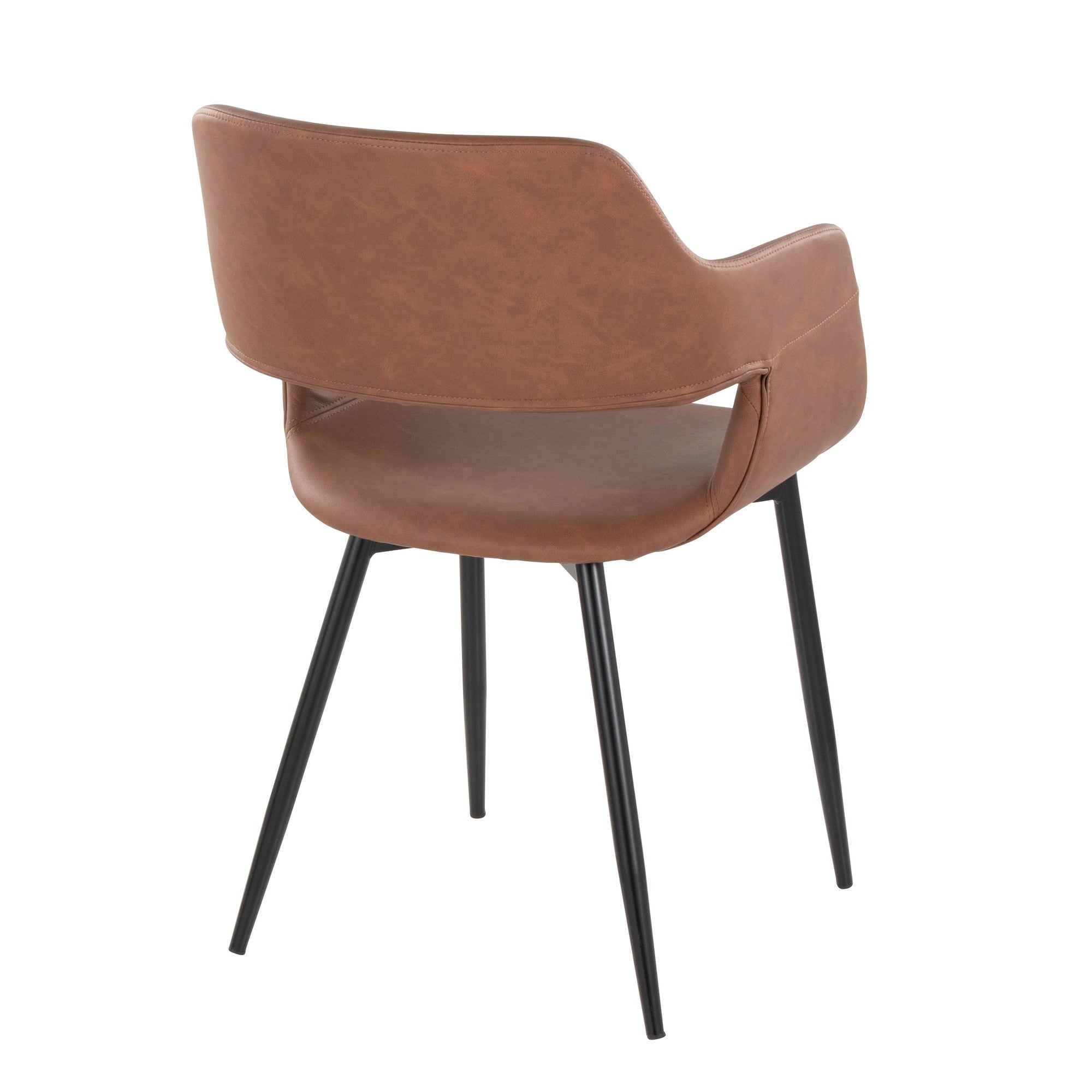Margarite Dining Chair - Set of 2 - Black Metal, Brown PU