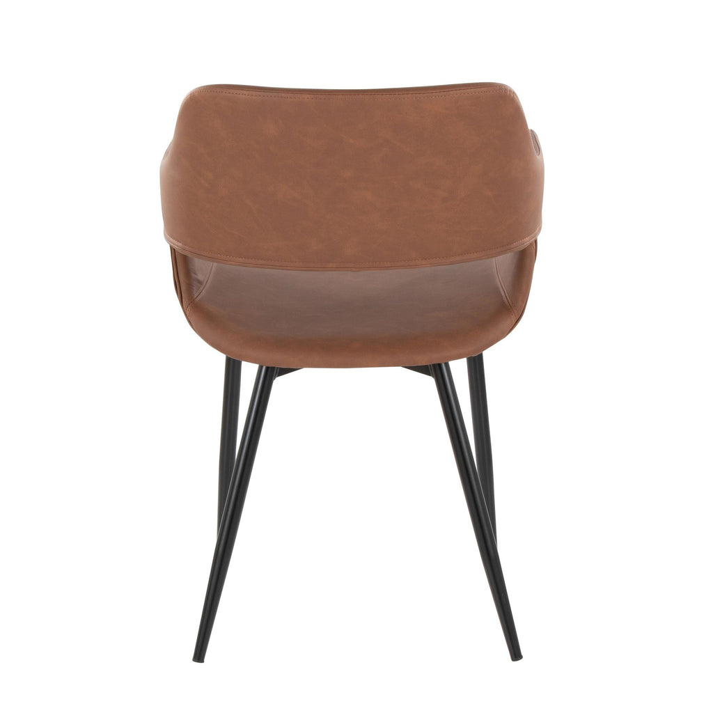 Margarite Dining Chair - Set of 2 - Black Metal, Brown PU