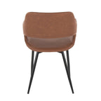 Margarite Dining Chair - Set of 2 - Black Metal, Brown PU