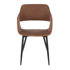 Margarite Dining Chair - Set of 2 - Black Metal, Brown PU