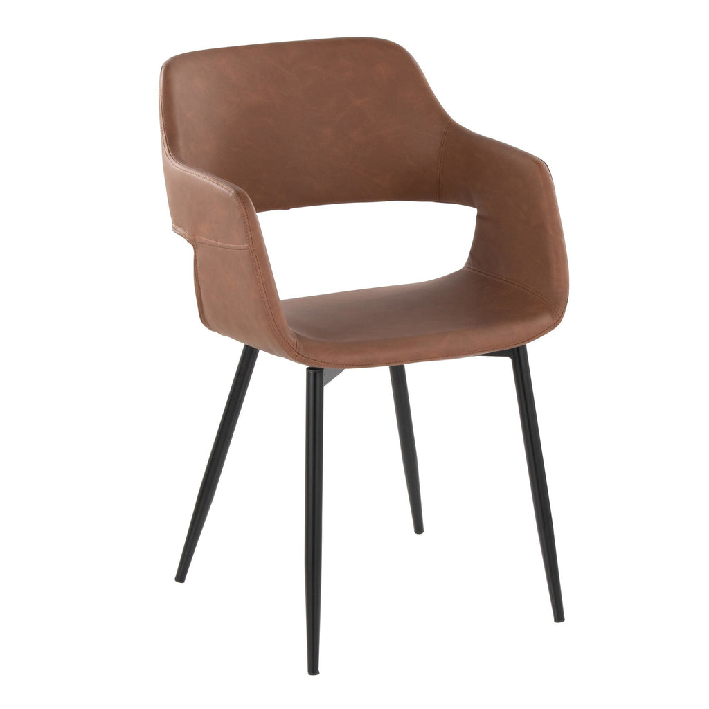 Margarite Dining Chair - Set of 2 - Black Metal, Brown PU
