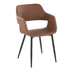 Margarite Dining Chair - Set of 2 - Black Metal, Brown PU