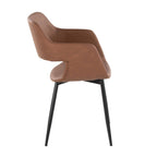 Margarite Dining Chair - Set of 2 - Black Metal, Brown PU