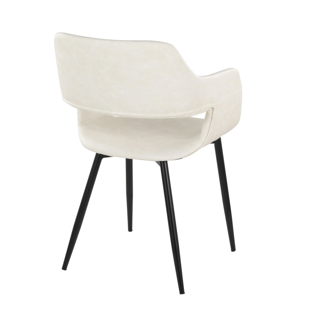 Margarite Dining Chair - Set of 2 - Black Metal, Cream PU
