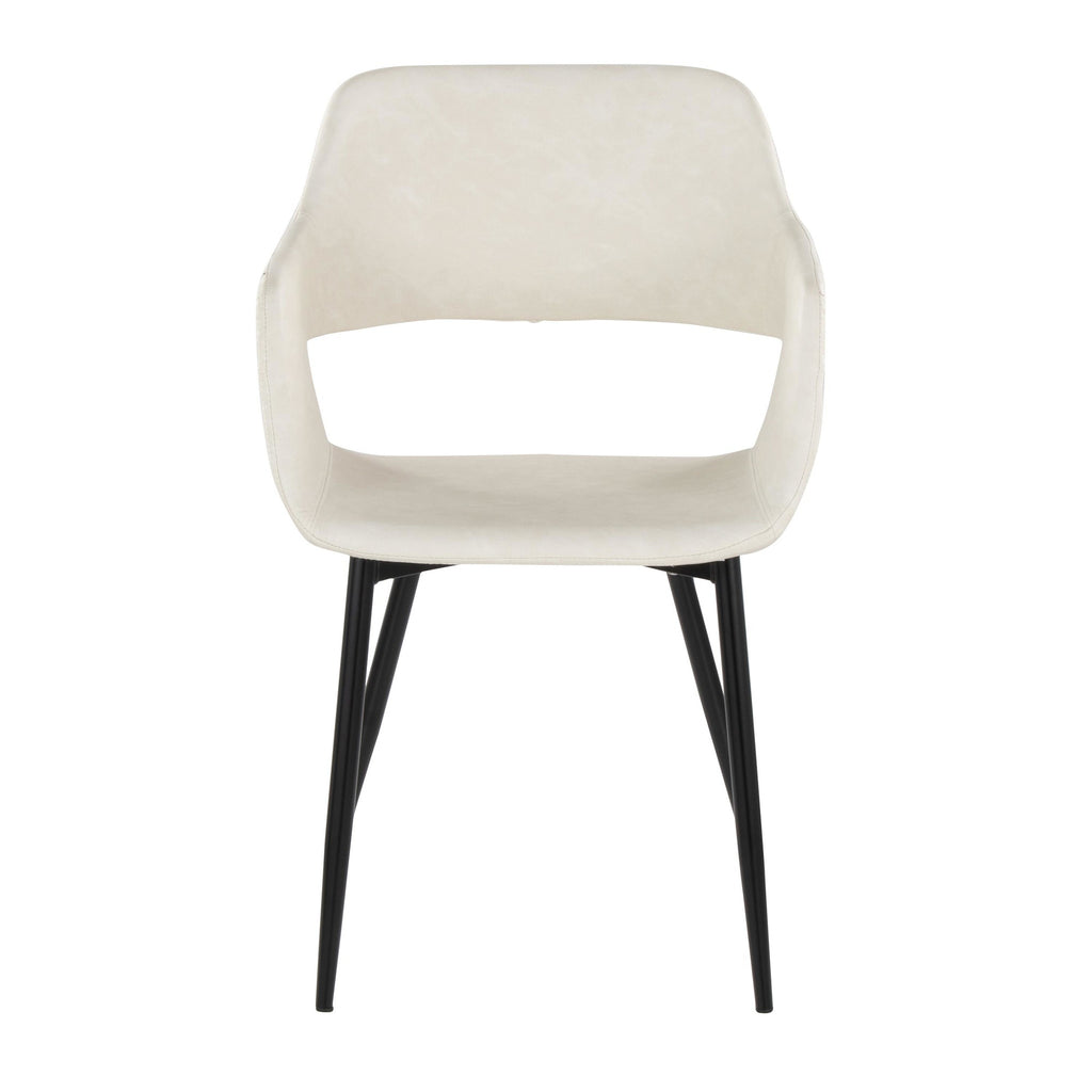 Margarite Dining Chair - Set of 2 - Black Metal, Cream PU