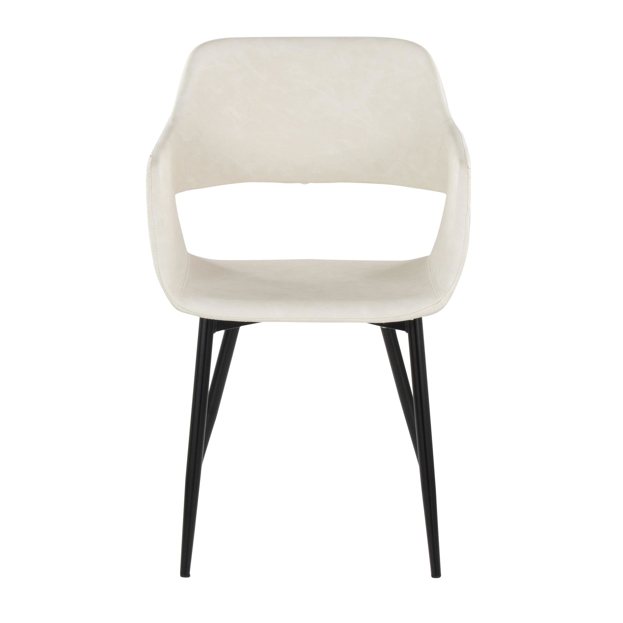 Margarite Dining Chair - Set of 2 - Black Metal, Cream PU