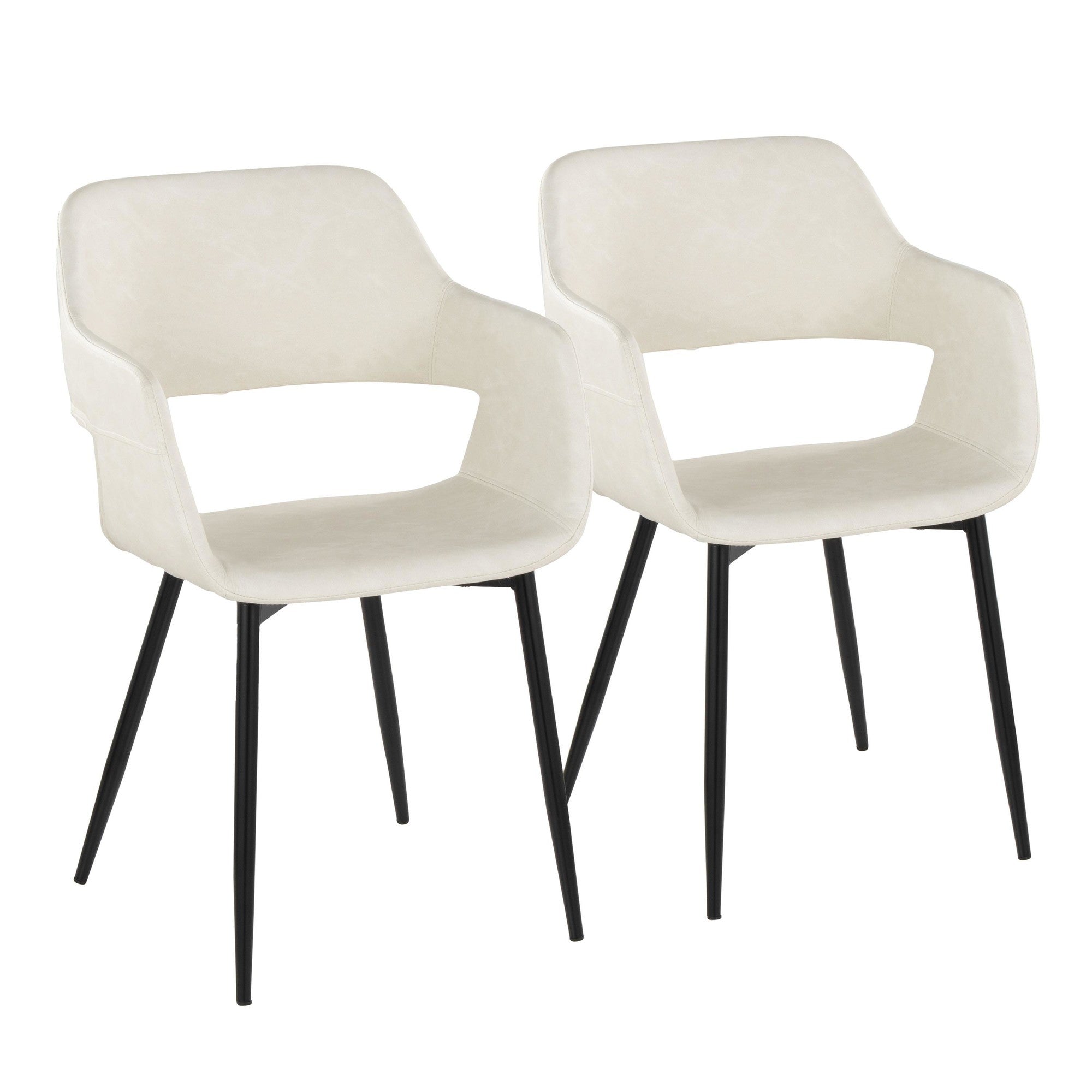 Margarite Dining Chair - Set of 2 - Black Metal, Cream PU