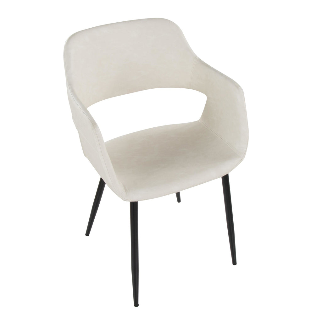 Margarite Dining Chair - Set of 2 - Black Metal, Cream PU