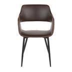 Margarite Dining Chair - Set of 2 - Black Metal, Espresso PU