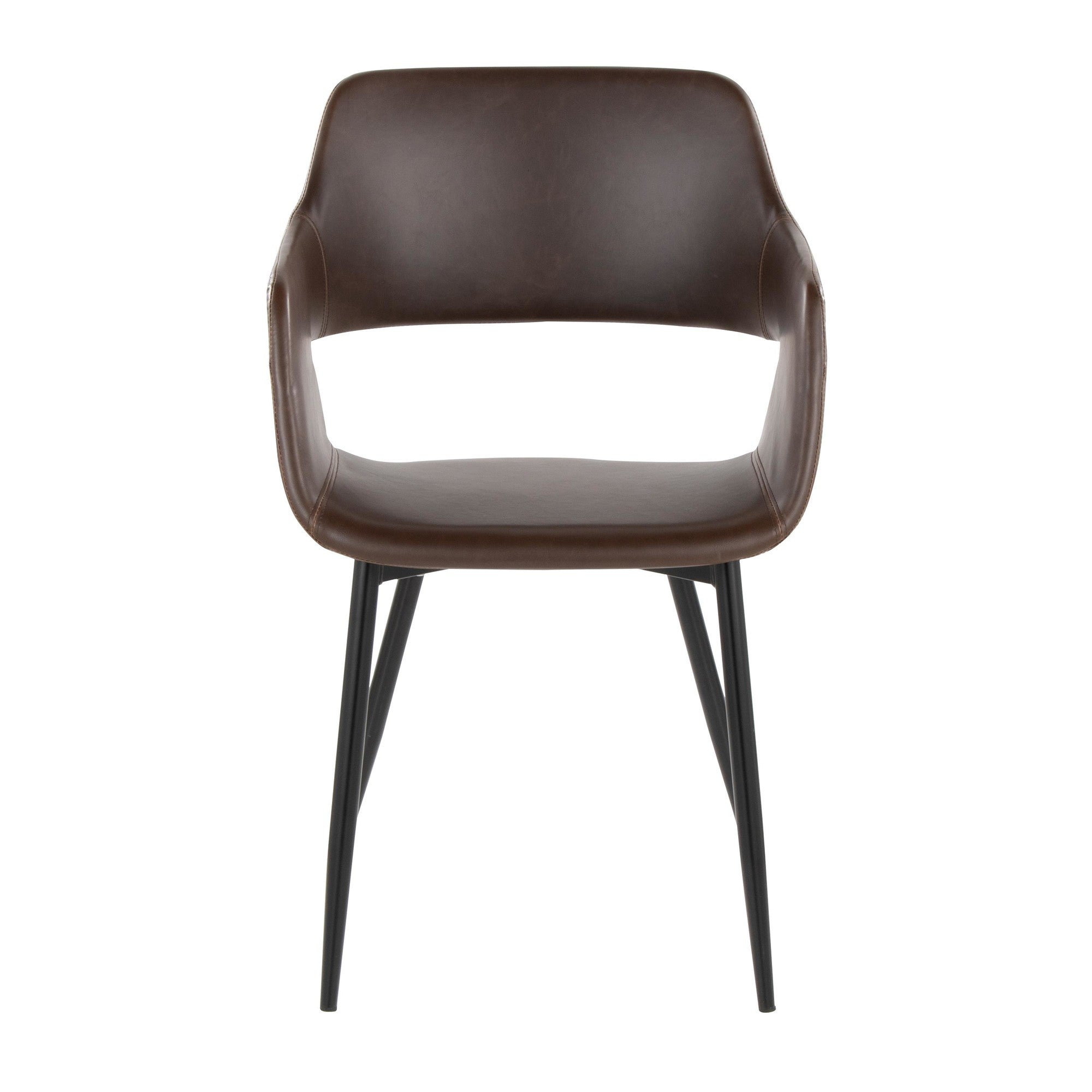 Margarite Dining Chair - Set of 2 - Black Metal, Espresso PU