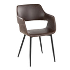 Margarite Dining Chair - Set of 2 - Black Metal, Espresso PU